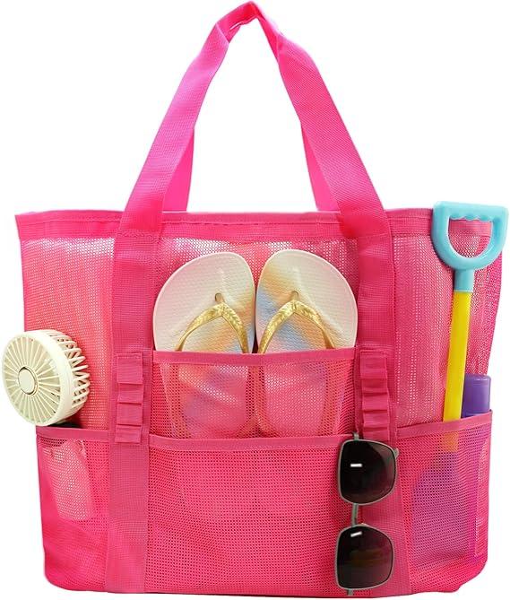 FF05 Large Mesh Beach Tote, Pink