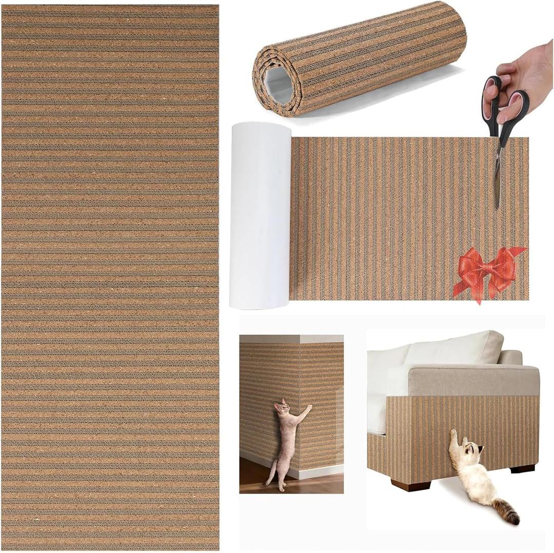 Natural Cork-Cat Scratcher Mat-Cat Scratch Pad Rug-cat Couch Protector-Wall Scratchers for Indoor Kitten Scratching&Stretching-Scratch Furniture Protector for Post&Sofas&Carpets&Floor-Kitty Gifts (40X12inch)