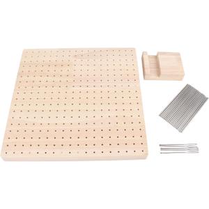 Crochet Blocking Board Kit, 9.3in Rubber Wooden Crochet Blocking Board Crochet Accessories with 20pcs Steel Pins Small Stand 5 Needles for Knitting Crochet Projects