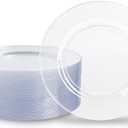 N9R 100PCS Clear Plastic Plates, 10.25 inch Clear Disposable Dinner Plate, Heavy Duty Plates for Party, Wedding, Birthday and Events