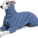 ESCCBOO Fluffy Soft Fleece Jumper Pyjamas for Italian Greyhound Whippet Lurcher Galgo Dogs, Turtleneck Warm Fleece Dog Onesie, Coat, Jammies, Jumpsuit, Romper (Blue, Medium)