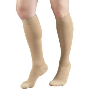 Truform HMNA 9808 Compression Stockings, Regular 15-20 mmHg, Below Knee BK, Men or Women, Closed Toe, Beige, 4X-Large (Size G)
