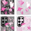 ChiCsFleur for Samsung Galaxy S23 Ultra Case, TPU Phone case with Camera Protection for Women Girls Teens - Pink Preppy Sea Manta Y2K Shell Starfish Elegant Artsy Coral Ocean Gift Aesthetic Unique