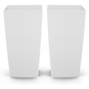 VEVOR 30 inch Tall Planters for Outdoor Plants Set of 2, White Tall Planter for Indoor Plants, Modern Large Planters for Front Porch Patio Balcony, Plant Container Flower Pots with Built-in Drainage