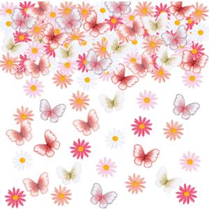 Cindeer 80 Pcs Embroidered Iron on Patch, Butterfly Daisy Flower Iron on Patches Set, Mini Cute Decoration Sew on Patch Applique for Clothes, Dress, Hat, Jeans, Arts Crafts DIY Accessories