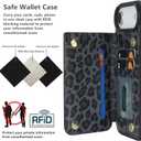 iCoverCase Compatible with iPhone Air Wallet Phone Case with Card Holder for Women Men, [RFID Blocking] Card Slots PU Leather Protective Wallet Case for 17 Air (Black Leopard) (for Air (6.5 inch))