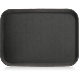 New Star Foodservice Restaurant Grade Non-Slip Tray, Plastic, Rubber Lined, Rectangular (Black, 15-Inch x 20-Inch)