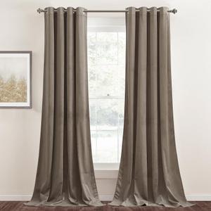 StangH Velvet Drapes 90 inches Long, Taupe Thermal Insulated Sliding Door Curtains Thick Light Blocking Room Dividers for Living Room Office, W52 x L90 Each Panel, 2 Panels