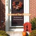 Fake Flowers Artificial Mums for Outdoor, 4 pcs Faux Mums for Outdoor Planters, UV Resistant Fall Porch Decor, Fake Fall Flowers for Yard Patio Lawn Garden, Autumn Floral Decor (Orange Flowers Brown Leaves)