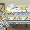 Lemon Tablecloth 60x120 for Recatangle Table - Summer Decor for Home - Yelloe and Blue Table Cloth Spring Decorations for Home, Party
