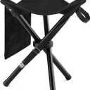 Foldable Tripod 13.4'' Stool - Ultra Portable Seat, Best for Youth+Pocket - 1 lb Camping Stool, 3 Legged Strong Steel Stool, Height: 13.4 inches (Black)
