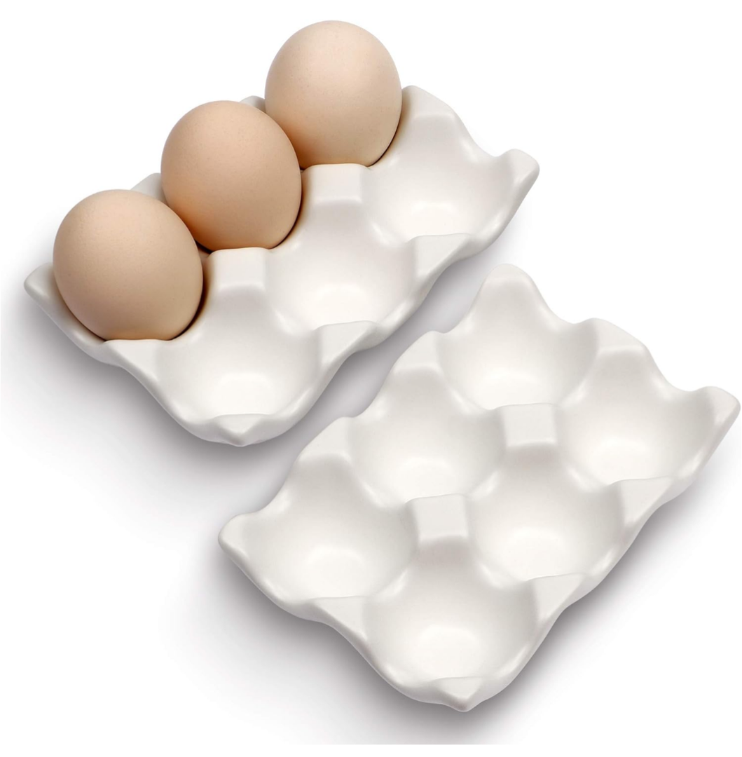 6 Cups Egg Tray Serveware, Eggs Dispenser, Egg Holder Set Kitchen Restaurant Fridge Storage Decorative Accessory (White, 1 pack)