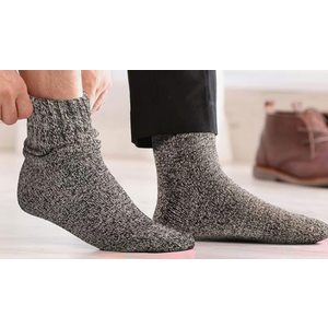 Men's Heavy Thick Cotton Socks Winter Thermal Soft Warm Comfort Crew Socks, 265 MM, Gray