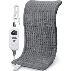NOWWISH Heating Pad for Back Pain & Cramps Relief, Moist Heat Pad for Neck & Shoulder, Auto Shut Off, Machine Washable, Christmas Gifts for Women, 12"x 24" Gray