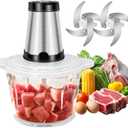 Food Processing Machine, Electric Meat and Vegetable Chopper, Copper Motor, 1 Bowl (12 Cup) and 2 Bi-Level Blades, Suitable for Meat, Vegetables, Fruits, and Complementary Foods