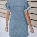 BestGirl Denim Shirt Dress for Women Short Sleeve Button Down Casual Summer Jean Dresses