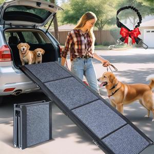 71" X-Long Dog Ramp for Car, Foldable Dog Ramps for Large Pets, Portable Dog Ramp for Truck, 17" Wide Dogs Car Ramp with Non-Slip Rug Surface, Pet Ramps for Large Dogs Up to 250LBS for SUV Truck-XL
