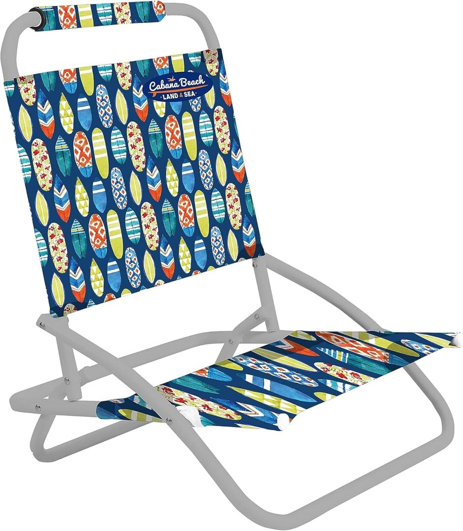 Cabana Beach Folding Beach Chair, 1 Position Lightweight and Portable Foldable Outdoor Camping Accessories, Scuba Blue