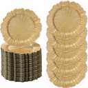 MAONAME 13" Gold Charger Plates Set of 50, Reef Plate Charger Bulk, Round Chargers for Dinner Plates, Plastic Table Chargers for Wedding Decor