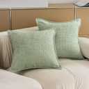 Home Brilliant Decorative Spring Pillow Covers for Couch Chenille Throw Pillow Covers Set of 2 18 x 18 Pillow Cover Sofa Bench, 18"x18", Sage Green