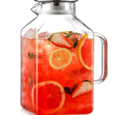1 Gallon Square Glass Pitcher with Lid and Spout, Borosilicate Glass Carafe for Hot/Cold Drink, Water Pitchers with Handle for Fridge, Extra Large Jug for Iced Tea, Coffee, Juice, Beverage