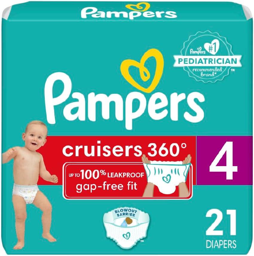 Pampers Diapers - Cruisers 360 - Size 4, 21 Count, Babyproof up to 100% Leakproof Pull-On Diaper
