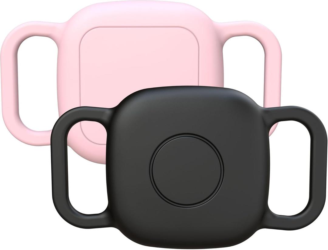 Waterproof Dog Collar Holder for Tile Life360 Mate 2024/2022 Tracker,2 Pack Anti Lost Soft Silicone Case for cat pet Necklace, Protective Cover Accessories for Tile Tracker Finder (Black/Pink)