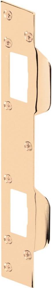 Prime-Line U 9480 Door Strike, for Use with 5-1/2 and 6 Hole Spacing On Dead Latch and Deadbolt, Steel, Brass (Single Pack)