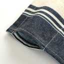 Vertical Striped Pattern Dark Blue Linen Valance for Windows, Farmhouse Geo Rod Pocket Short Curtains Valance for Kitchen Cafe Living Room Bathroom 54" x 18" Navy