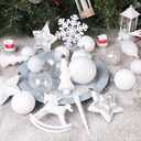 SHareconn 100pcs Christmas Tree Decorations Ornaments Set, Shatterproof Plastic Baubles Decorative Balls for Xmas Tree Decor Holiday Wedding Party, White