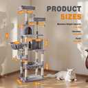 Sweetcrispy 71 inch Cat Tree Tower, Large Multi Level Cat Climbing Tower with Condo, Natural Sisal Scratching Posts, Platform, Hammock, Basket, Tall Pet Tree House for Indoor Cats Play, Light Grey