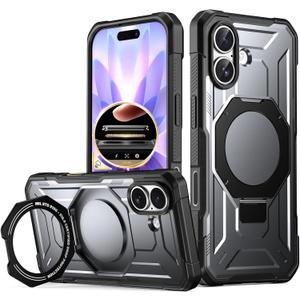Poetic Spartan Case with Ring Stand for iPhone 17, [Camera Control Button][Magsafe Compatible],Full Body Rugged Shockproof Protective Cover Case, Metallic Gun Metal