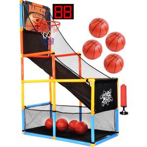 Kiddie Play Toy Basketball Hoop Arcade Game Set with Electronic Scoreboard | with 4 Balls & Air Pump, Indoor Outdoors Sports Toys for Kids