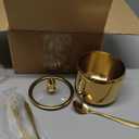 Sibba 4 Pack 10oz Gold Sugar Bowl with Lid And Spoon, Gold Sugar Container Stainless Steel Sugars Creamer Container Durable Round Jar for Coffee Bar Kitchen Accessories for Sugars Salt Coffee Bean