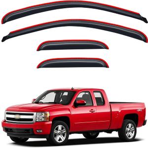 in Channel Rain Guards for 2007-2013 GMC Silverado/Sierra 1500 Extended Cab, Window Visor Shields Vent Deflector Shade Wind Dark Smoke for 2007-2014 Silverado/Sierra 2500HD & 3500HD, Inside-Mount