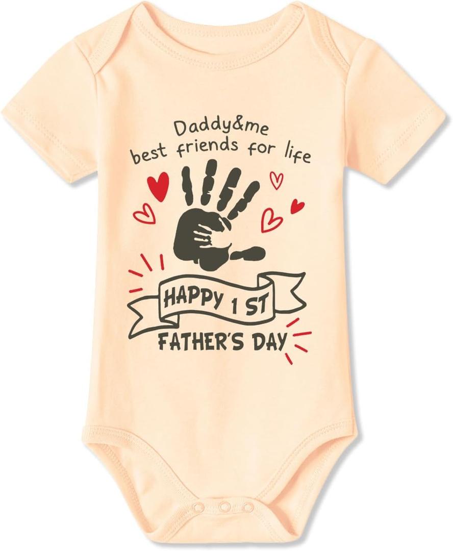 BesserBay Baby Happy 1st Mother's Day 100% Cotton Onesie Fathers Day Outfit Infant Short Sleeve Bodysuit 0-24 Months