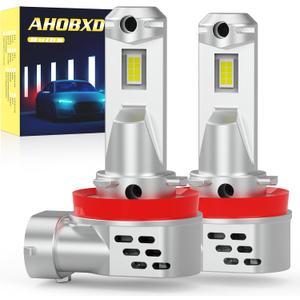AHOBXD H11 LED Bulb, H8 H9 H16 Bulbs Upgraded 900% Brightness Super Bright with Fan Cooling 60000LM 1:1 Halogen Mini Size 80000Hrs Lifespans Fog Lights Pack of 2