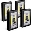 VIBELITE LED Night Light Switch, 200 Lumen Wireless COB LED Lamps Switch Light, Under Cabinet, Shelf, Closet, Garage, Kitchen, Stairwell and Emergency, Battery Operated, 4 Pack, Black