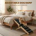 Foldable Dog Ramp for Bed - Non-Slip Dog Ramps for Small Dogs for Couch, SUV & Truck - 5 Adjustable Height from 17'' to 29'' Pet Steps to Go on Bed, Supports Up to 200lbs