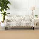 Great Bay Home Reversible Patchwork Sofa Cover - Washable Slipcover Furniture Protector with Elastic Straps - Perfect for Kids & Pets - Box-Stitched Detail (Taupe)