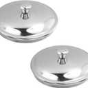 Antrader Stainless Steel Cup Covers, 2-Pack Home Round Shaped Tea Coffee Glass Water Cup Lid Cover with Anti-scald Handle