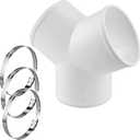 3 Way Y Shape Duct Connector, ABS Duct Splitter for Exhaust Fan Dryer Vent Hose,4 Inch Dia with 3 PCS Hose Clamps (ABS,4 inches)