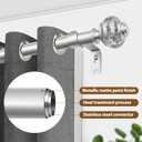 Curtain Rod 32 to 58 Inches (2.6-4.8ft), USFOOK 7/8 inch Telescoping Splicing Curtain rods for Windows 20 to 54 inches, Silver Decorative Drapery Rods for Home with Translucent Finials