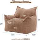 EBENCHICO Giant Bean Bag Chair Sofa for Adults Teens, Comfy Corduroy Large Bean Bag Chairs with Armrests for Bedroom Living Room, Adult BeanBag Lazy Sofa Couch Chairs with Filler Included, 39.3 inches x 35 inches x 32.6 inches