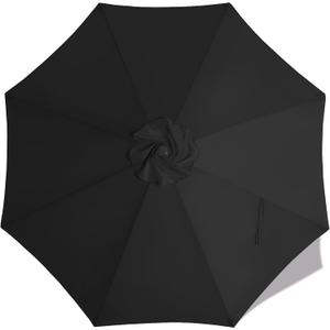 MASTERCANOPY Patio Umbrella 9 ft Replacement Canopy for 8 Ribs-Black Canopy Only