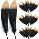 Hotop 100 Pcs Dipped Gold or Silver Goose Feathers Bulk 6-8 Inch Natural Feather for Mardi Gras Dream Catcher, Easter Decor, Christmas, Clothing, and Baby Shower Decorations(Black and Gold)