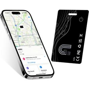 Wallet Tracker Card, Rechargeable Bluetooth Tracker with Apple Find My iOS Only Thin Wallet Finder GPS Tracker IP65 Waterproof Item Locator for Luggage, Keys, Bags, Passports and More