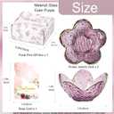 Gifts for Women Purple Flower Jewelry Dish Glass Ring Holder Decorative Jewelry Tray Cute Vanity Room Decor Aesthetic Nightstand Bathroom Decor Trinket Dish Friendship Birthday Christmas Gifts (2pcs)
