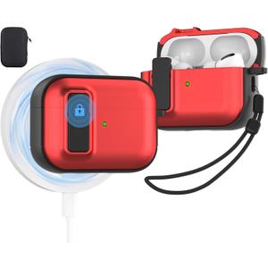 Valkit Compatible Airpods Pro 2nd/1st Generation Case with Cleaner Kit, Secure Lock Airpods Pro 2 Case Cover Magnetic Ready, Shockproof Protective Case for Airpods Pro 2nd/1st Gen(2023/2022/2019) (Red)