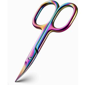 BEZOX Curved Nail Scissors  Fingernail Toenail Scissor for Women, Small Manicure Scissors for Thick Nails, Ultra-Sharp Curved Blades for Precision Grooming - Rainbow